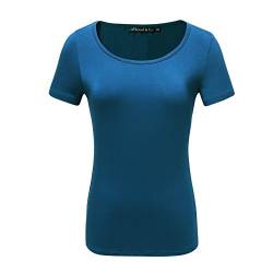 OThread & Co. Damen-T-Shirt, Kurzarm, U-Ausschnitt, Spandex-Shirt - Blau - Klein von OThread & Co.