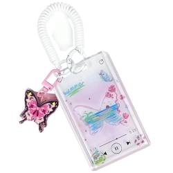 OUBFUUY Butterfly Acrylic Photocard Holder, ID Bank Photo Card Holder Transparent Keychain Badge Kpop Keychain Picture Frame Cute Card Protector for Women Girl - C von OUBFUUY