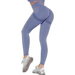 OUDOTA Damen High Waist Sports Leggins Lange Blickdicht Sport Seamless Leggings Slim Fit Hohe Taille Sporthose Fitnesshose Yogahose Damen Jogginghose mit Duft für Zum Gym Workout Freizeit Blau XL von OUDOTA