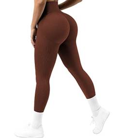 OUDOTA Damen Hohe Taille Sports Leggings Blickdicht Lange Fitnesshose mit Bauchkontrolle Slim Fit Yogahose Frauen Sporthose für zum Sport Freizeit Fitness Braun S von OUDOTA