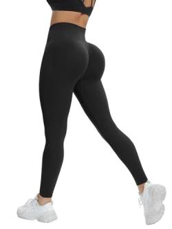 OUDOTA Damen Hohe Taille Sports Leggings Blickdicht Lange Fitnesshose mit Bauchkontrolle Slim Fit Yogahose Frauen Sporthose für zum Sport Freizeit Fitness Schwarz L von OUDOTA