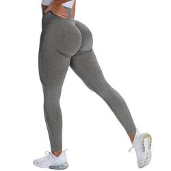 OUDOTA Damen Sports Leggings Slim Fit Hohe Taille Lange mit Bauchkontrolle Sport Blickdicht Yogahose Fitnesshose Laufhose Tights für zum Laufen Radfahren Fitness Grau M von OUDOTA