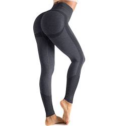 OUDOTA Damen Sports Leggings Slim Fit Hohe Taille Lange mit Bauchkontrolle Sport Blickdicht Yogahose Fitnesshose Laufhose Tights für zum Laufen Radfahren Fitness Mit Duft Dunkelgrau L von OUDOTA