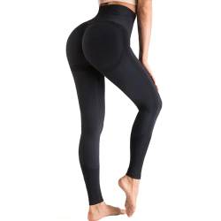 OUDOTA Leggings Damen Nahtlos High Waist Sport Leggings Damen Blickdicht Booty Scrunch Bauchweg Gym Leggings für Yoga Push Up Fitness Running Schwarz,M von OUDOTA