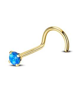 OUFER Body Piercing 9K Gold Nose Screw Piercing Jewellery Opal 20G Nose Stud Nostrial Piercing Jewellery Nose Hoop Rings Piercing Jewelry for Women von OUFER Body Piercing