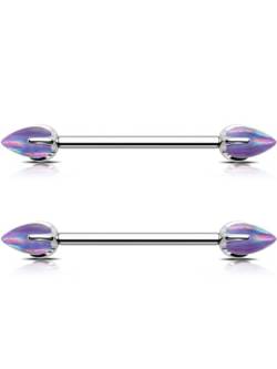 OUFER Body Piercing Titan Brustwarzenpiercing Stäbe Internally Nipple Barbell 14G Bridge Piercing Schmuck Brustwarzenpiercing Stäbe purple von OUFER Body Piercing