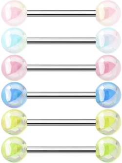 OUFER Body Piercing Zunge Bars 14G Zunge Piercing Bars Acryl Ball Zunge Barbell 316L Edelstahl Zunge Piercing Barbell von OUFER Body Piercing