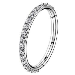 OUFER Bauchnabelpiercing, 14g, 10 mm, aufklappbar, CZ Bauchnabelpiercing Ring Silber Chirurgenstahl kurzer Langer Piercing Bauchnabel Silber Belly Button Piercing Schmuck Frauen von OUFER