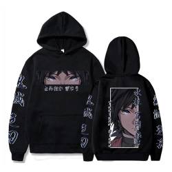 OUHZNUX Demon Slayer: Kimetsu No Yaiba Hoodie Sweatshirt Cool Retro Giyuu Tomioka Anime Augen Wintermode Übergroßer Hoodie XS-3XL-Black||XS von OUHZNUX