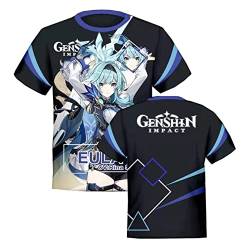 OUHZNUX Genshin Impact T-Shirt, EULA/Keqing Gaming 3D-bedruckter Kurzarm-Pullover, Unisex, lässiges Mode-Sweatshirt (XS-5XL) von OUHZNUX