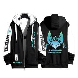 OUHZNUX HU TAO Genshin Impact Hoodie Tighnari Männer Frauen Y2K Zip Up Hoodies Langarm Sweatshirts Pullover Casual Tops Harajuku Übergroße Jacke-3||XL von OUHZNUX