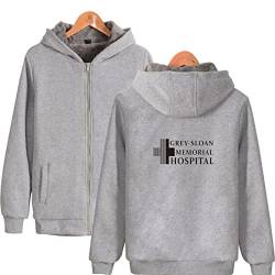 OUHZNUX Hoodie Greys Anatomy Amerikanische Tv-Serien-Peripherie Plus Samt-Reißverschluss-Pullover Wattierte Langarmjacke 2D-Bedruckter Kapuzenmantel M-4Xl von OUHZNUX