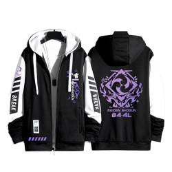 OUHZNUX Raiden Shogun Genshin Impact Hoodie Männer Frauen Y2K Zip Up Hoodies Langarm Sweatshirts Pullover Casual Tops Harajuku Übergroße Jacke-3||3XL von OUHZNUX