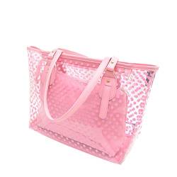 OULII Clear Zippered Tote Tasche Dots Frauen Transparente Handtasche mit Innen Tasche Tasche (Pink) von OULII
