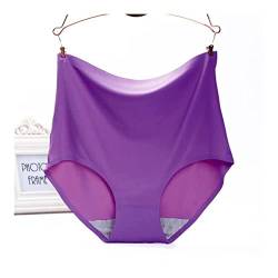 OUMIFA Fake Ass Höschen für Damen, Eisseide, hohe Taille, nahtlos, weiche Dessous, schlank, Bauch, Hüftstraffung, Übergröße, atmungsaktiver Slip (Farbe: Lila, Größe: 1 Stück) von OUMIFA