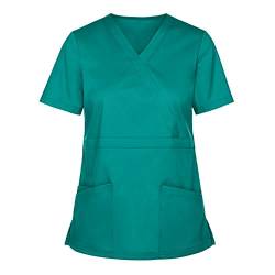 OUMSHBI Damen 2-Teiliges Kasacks Set Arbeitskleidung Uniform Outfits Mit Kasack Und Hose Pflege Berufsbekleidung V-Ausschnitt Schlupfkasack+Schlupfhose Pflegeuniform Set Laborkittel Kasack Set von OUMSHBI