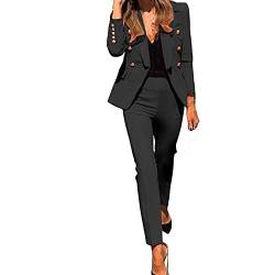 OUMSHBI Einfarbig Anzug Damen Elegant Business Blazer Revers Langarm Cardigan Blazer mit Knopfleiste Bequeme Anzugjacke für Arbeit BüRo mit Offener Front Anzug Arbeitskleidung Streetwear für Frauen von OUMSHBI