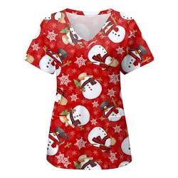 OUMSHBI Kittel Pflege Damen Kasaks Altenpflege Damen Weihnachten Kasack Weihnachten Weihnachten Tops Arzt Kleidung Weihnachten Elch Drucken Shirts Damen Große Größen Kasacks Damen Pflege Set von OUMSHBI