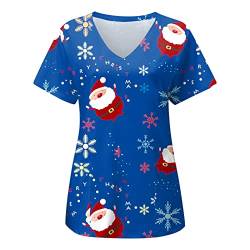 OUMSHBI Schlupfsack Damen Pflege Weihnachten Hose Damen Berufsbekleidung Pflege Laborkittel Damen Tailliert Kasack Weihnachten Kasack Krankenschwester Kostüm Weihnachtspullover Familie Set von OUMSHBI