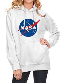 TW Männer Frauen Unisex Mode NASA Brief Print Langarm Hoodie Sweatshirt (M, Weiß) von OUNAR