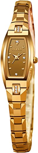 OUPINKE Damenuhren Goldene Schlank Dünne Elegant Armbanduhren mit Diamant Kleines Gesicht Wolfram Stahl Band von OUPINKE