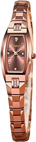 OUPINKE Damenuhren Roségold Schlank Dünne Elegant Armbanduhren mit Diamant Kleines Gesicht Wolfram Stahl Band von OUPINKE