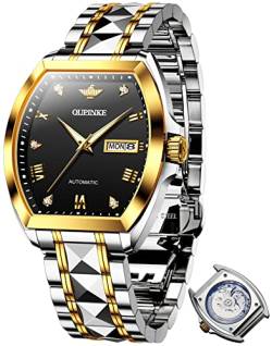OUPINKE Herrenuhr Tonneau Automatische mechanische Armbanduhr Luxus Diamant Saphirkristall wasserdichte Wolframstahl Business Uhren von OUPINKE
