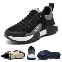 Herren Orthopädischer Komfort Sneaker Wasserdicht Air AIP Walking Tennis Bequeme Weite Schuhe Neutral Laufschuhe, Schwarz , 39 1/3 EU von OURBUFAN