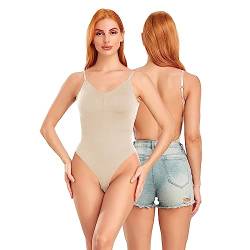 OURCAN Niedriger Rücken Bodysuit Figurenformend Damen Body Formender Body Shaper Bauchweg Sculpting Shapewear Verstellbarer Schultergurt L von OURCAN