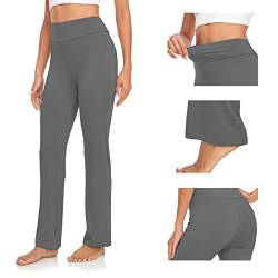 OURCAN Yogahose Damen Hoch Tailliertes Weites Bein Lockere Gerade Lounge, Lauftraining, Joga Schlauch, Modalhose, Aktive Freizeit, Jogginghose (as3, Alpha, m, Regular, Regular, Dark Grey, Regulär) von OURCAN