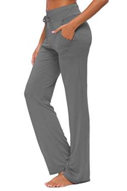 Women's Yoga Trousers with Pockets Wide Leg Drawstring Loose Straight Lounge Running Workout Modal (as3, Alpha, s, s, Regular, Regular, Dunkelgrau, Regulär) … von OURCAN