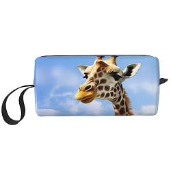 Beach Giraffe Kosmetiktaschen für Frauen Tragbare Make-up-Tasche Reise Aufbewahrungstasche Täglich Empfang Tasche Große Kapazität Kulturbeutel, weiß, Einheitsgröße von OUSIKA