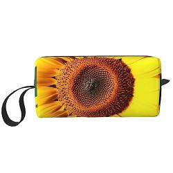 Bloom Sunflower Kosmetiktaschen für Frauen Tragbare Make-up-Tasche Reise Aufbewahrungstasche Täglich Empfang Tasche Große Kapazität Kulturbeutel, weiß, Einheitsgröße von OUSIKA