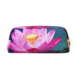 Bright Lotus Make-up-Tasche Leder Federmäppchen Reise Kulturbeutel Kosmetiktasche Täglich Aufbewahrungstasche für Frauen, gold, Einheitsgröße, Taschen-Organizer von OUSIKA