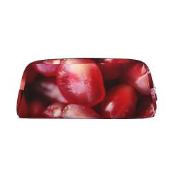 Granatapfel Obst Make-up Tasche Leder Federmäppchen Reise Kulturbeutel Kosmetiktasche Tägliche Aufbewahrungstasche für Frauen, silber, Einheitsgröße, Taschen-Organizer von OUSIKA