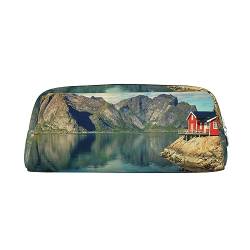 Norway Fjord Nature Cape Make-up Tasche Leder Federmäppchen Reise Kulturbeutel Kosmetiktasche Täglich Aufbewahrungstasche für Frauen, silber, Einheitsgröße, Taschen-Organizer von OUSIKA