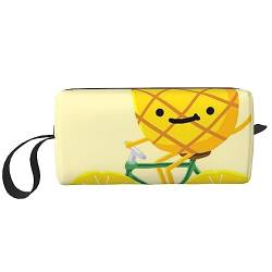 OUSIKA Ananas Kosmetiktaschen für Frauen Tragbare Make-up-Tasche Reise Aufbewahrungstasche Täglich Empfang Tasche Große Kapazität Kulturbeutel, Weiß, Einheitsgröße, weiß, Einheitsgröße von OUSIKA