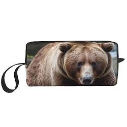 OUSIKA Brown Bears Kosmetiktaschen für Frauen Tragbare Make-up-Tasche Reise Aufbewahrungstasche Täglicher Empfang Tasche Große Kapazität Kulturbeutel, Weiß, Einheitsgröße, weiß, Einheitsgröße von OUSIKA