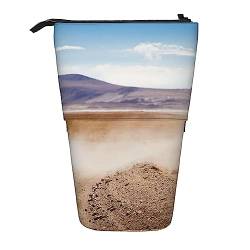 OUSIKA Desert Llama Warnschild Federmäppchen Teleskop Stifttasche Kosmetiktasche Organizer Niedlich Stand-Up Pen Pouch, Schwarz , Einheitsgröße, Münzbeutel von OUSIKA