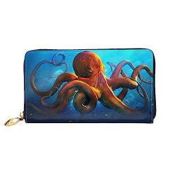OUSIKA Huge Octopus Damen Geldbörse Leder Große Kapazität Reißverschluss Clutch Handtasche Münzbörse für Frauen, Schwarz , Einheitsgröße von OUSIKA