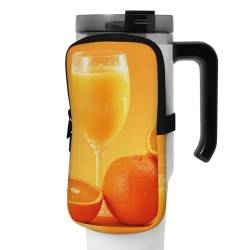 OUSIKA Orange Juice Print Wasserflasche Beutel Tumbler Pouch Bag Handheld Sport Trinkflasche Zubehör Tasche Reißverschluss Beutel Gürteltasche für Männer Frauen, Schwarz , S von OUSIKA