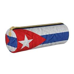 OUSIKA Puerto Rico-Flagge, rundes Federmäppchen, wasserdicht, Leder, Make-up-Tasche, Reise-Kulturbeutel, Organizer, Etui für Männer und Frauen, weiß, Einheitsgröße von OUSIKA