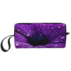 OUSIKA Purple Daisy Kosmetiktaschen für Frauen Tragbare Make-up-Tasche Reise Aufbewahrungstasche Täglicher Empfang Tasche Große Kapazität Kulturbeutel, Weiß, Einheitsgröße, weiß, Einheitsgröße von OUSIKA