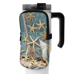 OUSIKA Sea Stars and Shells Print Water Bottle Pouch Tumbler Pouch Bag Handheld Sports Drink Bottle Accessories Bag Zipper Pouch Belt Bag for Men Women, Schwarz , S von OUSIKA