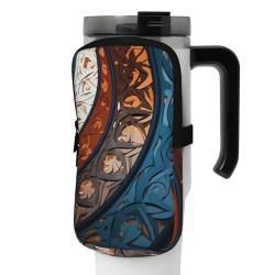 OUSIKA Spiral- und Kurvenmuster Druck Wasserflasche Beutel Tumbler Pouch Bag Handheld Sport Trinkflasche Zubehör Tasche Reißverschluss Beutel Gürteltasche für Männer Frauen, Schwarz , M von OUSIKA