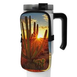 OUSIKA Sunset Cactus in Desert Print Water Bottle Pouch Tumbler Pouch Bag Handheld Sports Drink Bottle Accessories Bag Zipper Pouch Belt Bag for Men Women, Schwarz , M von OUSIKA