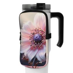 OUSIKA Wasserflaschen-Beutel mit Blumenblüten-Druck, Beutel, Tasche, Handheld-Sport-Trinkflasche, Zubehör, Tasche, Reißverschluss, Gürteltasche für Männer und Frauen, Schwarz , M von OUSIKA