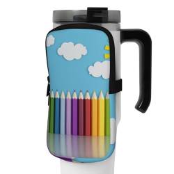 OUSIKA Wasserflaschen-Beutel mit Regenbogen-Bleistiftdruck, Beutel, Tasche, Handheld-Sport-Trinkflasche, Zubehör, Tasche, Reißverschluss, Gürteltasche für Männer und Frauen, Schwarz , S von OUSIKA