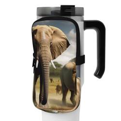 OUSIKA Wild Animals Print Wasserflasche Beutel Tumbler Pouch Bag Handheld Sport Trinkflasche Zubehör Tasche Reißverschluss Beutel Gürteltasche für Männer Frauen, Schwarz , M von OUSIKA