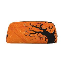 Orange Halloween Party Make-up Tasche Leder Federmäppchen Reise Kulturbeutel Kosmetiktasche Täglich Aufbewahrungstasche für Frauen, gold, Einheitsgröße, Taschen-Organizer von OUSIKA